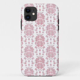 Roze rozen bloemige stijl damast patroon iPhone 11 hoesje