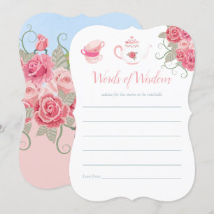 Roze rozen bloemige theeparty baby shower moederad kaart