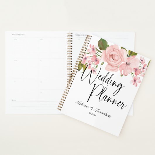 Roze Rozen Bloemige Trouwplanner Planner (Display)