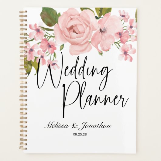 Roze Rozen Bloemige Trouwplanner Planner (Voorkant)