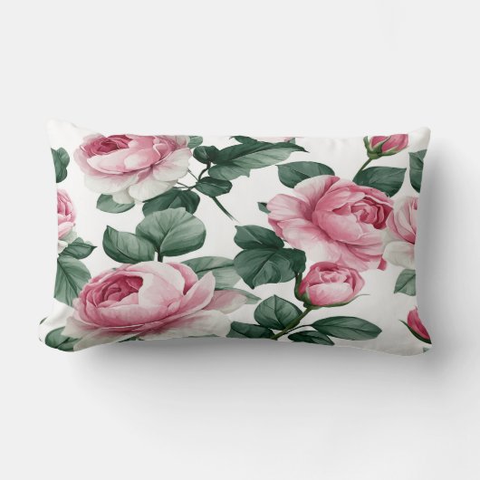 Roze rozen bloemkussen kussen (Voorkant)
