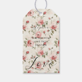 Roze Rozen Bloemliefde Bruidsuitnodiging Cadeaulabel