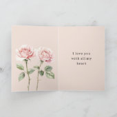 Roze Rozen Bloemliefde Kaart (Binnen)