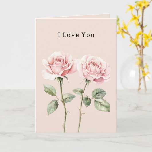 Roze Rozen Bloemliefde Kaart (Gele Bloem)