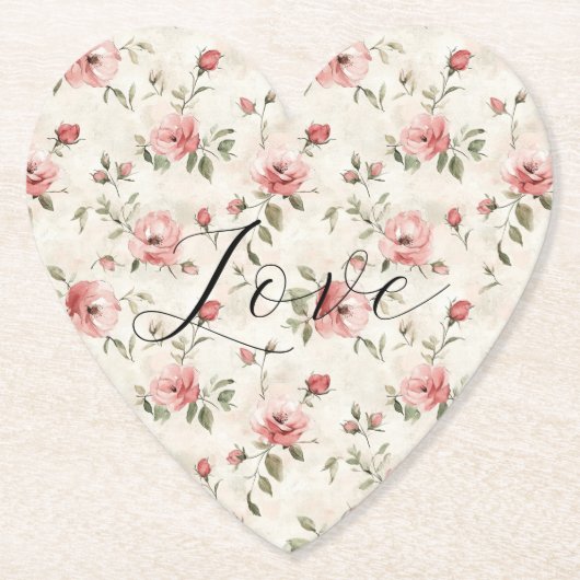 Roze Rozen Bloemliefde Kartonnen Onderzetters (Voorkant)