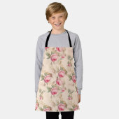 Roze  rozen bloemmotief schort (Gedragen)