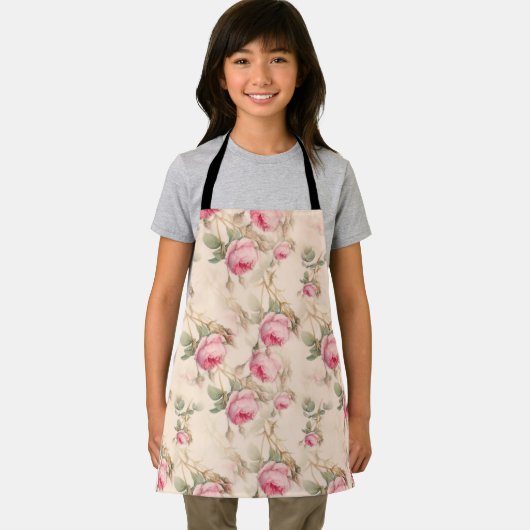 Roze  rozen bloemmotief schort (Insitu)