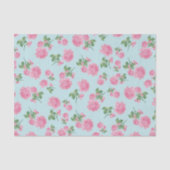 Roze rozen Bloempatroon op Mint Tissuepapier (Voorkant)