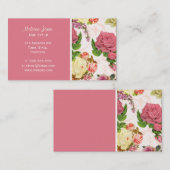 Roze rozen bloempatroon visitekaartje (Voorkant / Achterkant)