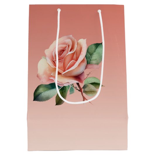 Roze Rozen Bloemrijke Bruidsmeisjesborrel Medium Cadeauzakje (Achterkant)