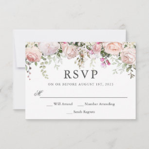 Roze Rozen Bloemrijke Verjaardag RSVP Kaartje