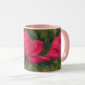 Roze rozen bloemstuk bloem mok kopje (Voorkant rechts)