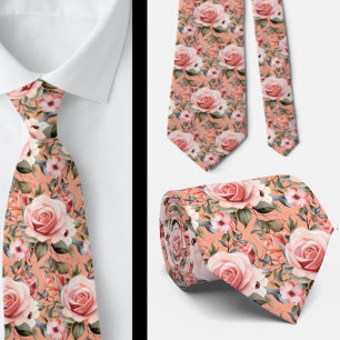 Roze rozen bloemstuk bloemen stropdas
