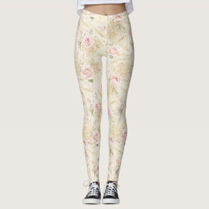 Roze Rozen Bloemstuk Leggings