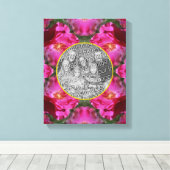 Roze rozen bloemstuk Maak je eigen foto Canvas Afdruk (Insitu (Houten vloer))