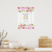 Roze Rozen Bloemstuk Mimosa Bar Bord Poster (Keuken)