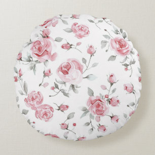 Roze Rozen Bloemstuk   Rond Kussen