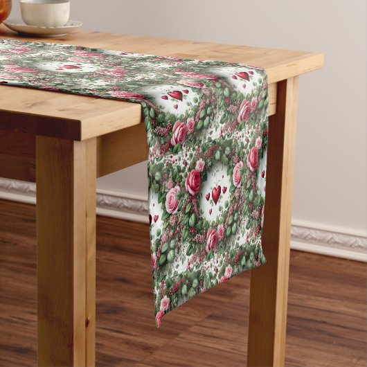 Roze Rozen Bloemstuk Tafel Runner Korte Tafelloper (Voorbeeld)