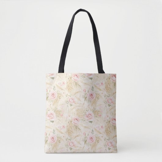 Roze Rozen Bloemstuk Tote Bag (Voorkant)