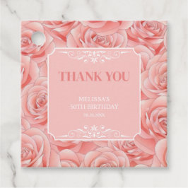 Roze Rozen Bloesem Bloemen Verjaardag Dank u Bedankjes Labels