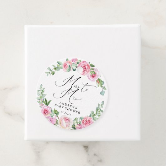 Roze Rozen Blozen Bruiloft Favor Bedankjes Labels (In situ)