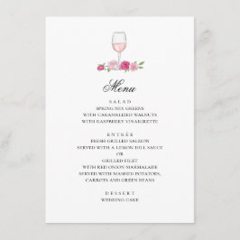 Roze rozen. Blozende bloemen en wijn. Bloemige bru Menu