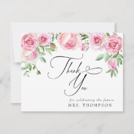 Roze Rozen Blush Bruiloft | Dank Je  Bedankkaart