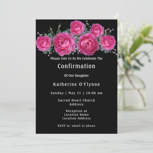  Roze Rozen Boeket Bloemen Bevestiging Kaart (Staand voorkant)