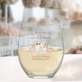 Roze Rozen Boeket Bruidsmeisje Maid of Honor Gift Wijnglas Zonder Voet