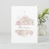 roze rozen boeket | Doop dankkaart Kaart (Staand voorkant)