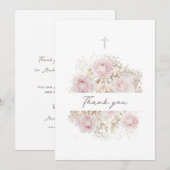 roze rozen boeket | Doop dankkaart Kaart (Voorkant / Achterkant)