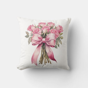 Roze Rozen Boeket – Elegante Bloemendecoratie voor Kussen
