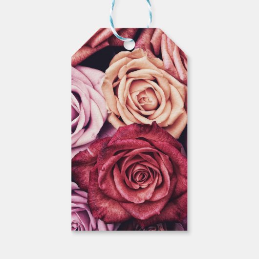 Roze Rozen Boeket Foto Cadeaulabel (Achterkant)