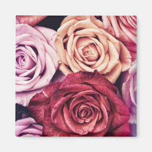 Roze Rozen Boeket Foto Magneet