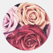 Roze Rozen Boeket Foto Ronde Sticker (Voorkant)