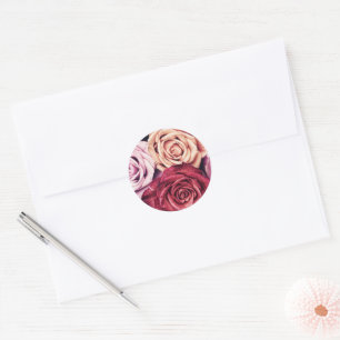 Roze Rozen Boeket Foto Ronde Sticker