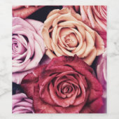 Roze Rozen Boeket Foto Wijn Etiket (Enkel label)