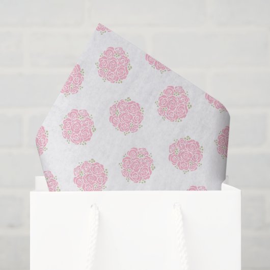 Roze rozen boeket grafisch tissuepapier (Cadeauzakje)