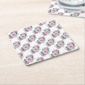 Roze Rozen Boeket Kartonnen Onderzetters (Schuin)