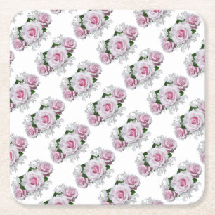 Roze Rozen Boeket Kartonnen Onderzetters