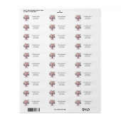 Roze rozen boeket lint retouradres etiket (Full Sheet)