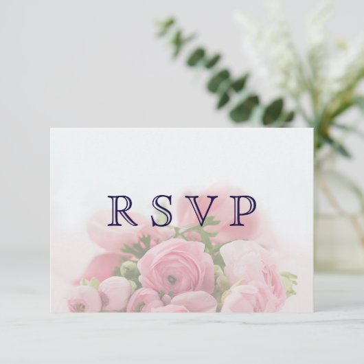  Roze Rozen Boeket RSVP-kaart RSVP Kaartje (Staand voorkant)