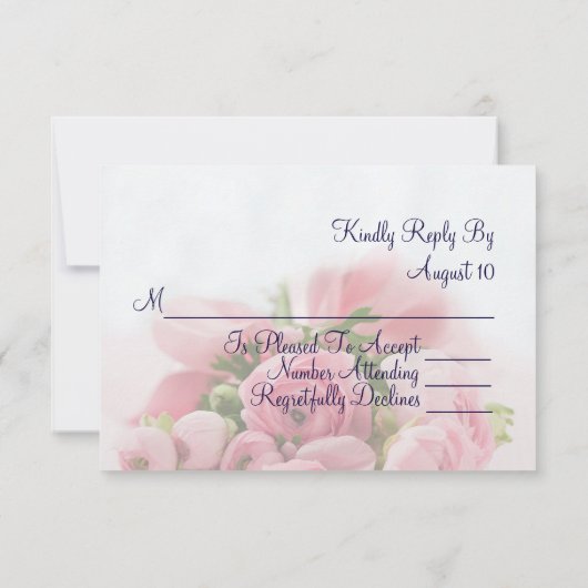  Roze Rozen Boeket RSVP-kaart RSVP Kaartje (Achterkant)