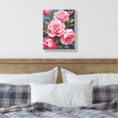 Roze Rozen Boeket Schilderij Canvas Afdruk (Insitu (Slaapkamer))