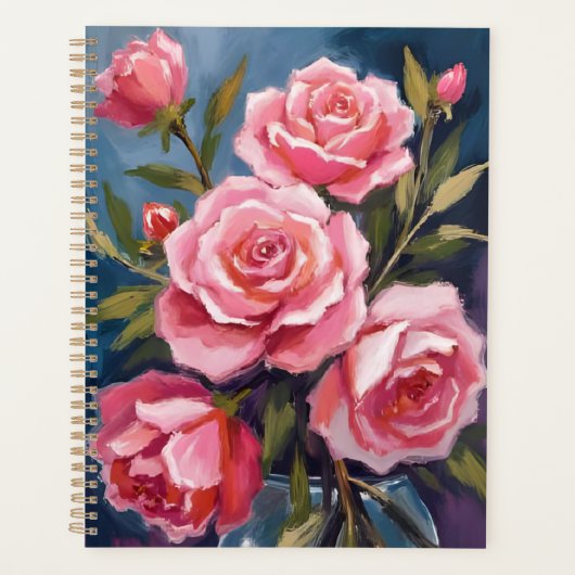 Roze Rozen Boeket Schilderij Planner (Voorkant)