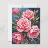 Roze Rozen Boeket Schildering Kaart (Voorkant)