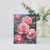 Roze Rozen Boeket Schildering Kaart (Staand voorkant)