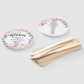 Roze Rozen Boho Bloemen Waterverf Trouwprogramma Handwaaier (Niet-gemonteerd)