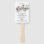 Roze Rozen Boho Bloemen Waterverf Trouwprogramma Handwaaier (Voorkant)