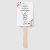 Roze Rozen Boho Bloemen Waterverf Trouwprogramma Handwaaier (Achterkant)